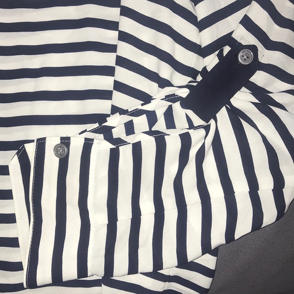 Loft Button Sleeve Striped Blouse - Picture 3 of 4